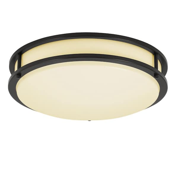 EnviroLite 12 in. Contemporary Matte Black Selectable CCT Integrated LED Flush Mount for Kitchens