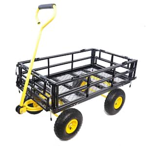 Large 37 in. Multi Yellow Steel Heavy-Duty Utility Cart with Folding Sides