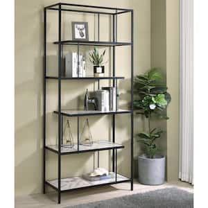 Celby 84 in. White and Black 5-Shelf Standard Bookcase