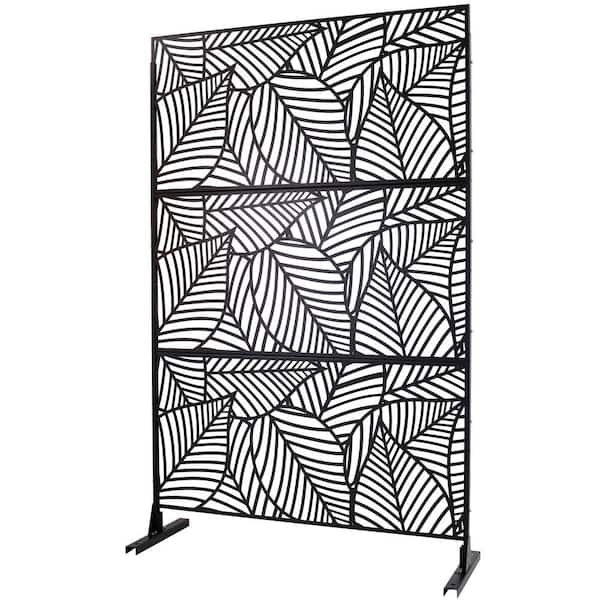 6.3 ft. x 4 ft. Outdoor Steel Freestanding Decorative Privacy Screen, Fence Panels for Deck Balcony Lawn Garden, Black
