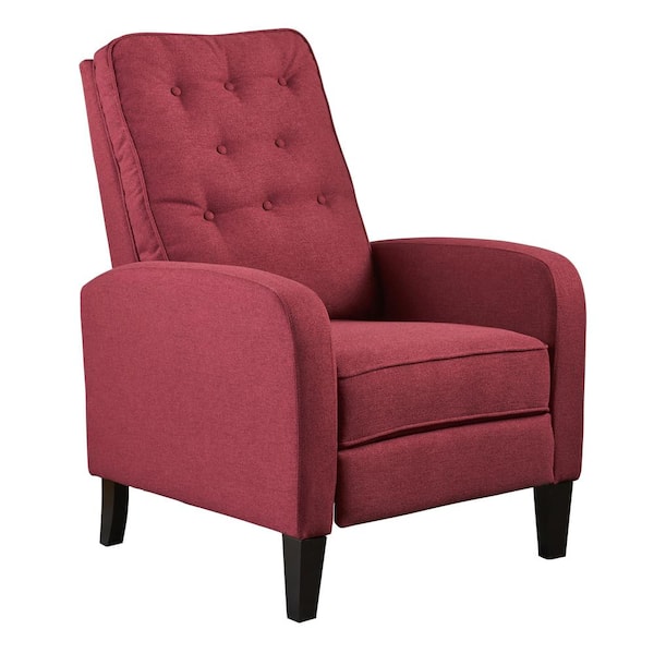 Noble House Nievis Button Back Deep Red Fabric Recliner