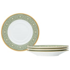 Infinity Green Gold 6 in. (Green) Bone China Saucers, (Set of 4)
