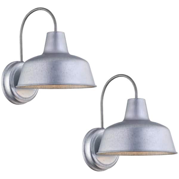 Pia Ricco 1-Light Galvanized Not Solar Outdoor Wall Lantern Sconce (2-Pack)