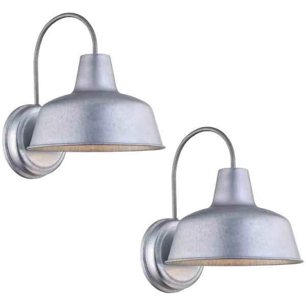 Pia Ricco 1-Light Galvanized Hardwired Sconce Outdoor Barn Light (2-Pack)