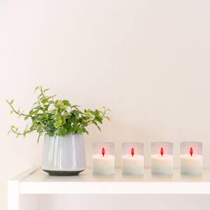Red Battery Operated 3D Wick Flame LED Candles in Clear Holders (Set of 4)