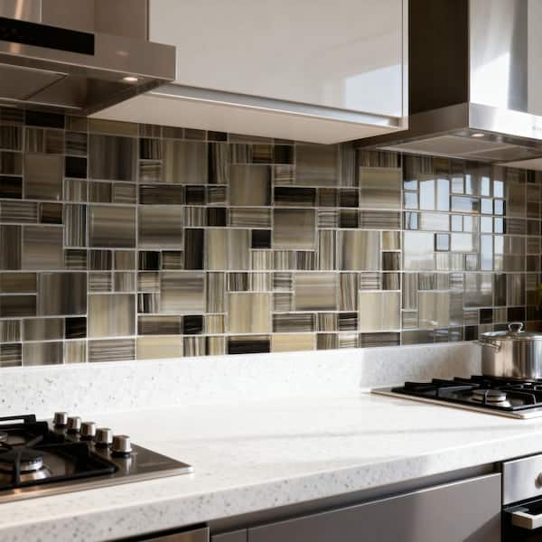 Handicraft Black Sea 12 in. x 12 in. Stained Glass Mosaic Wall Tile (10.5 Sq. Ft./Case)