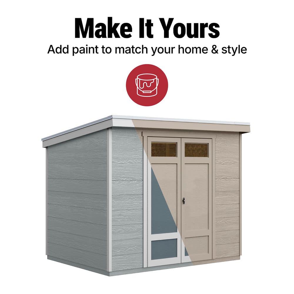 Highland 6' x 8' Beige Wooden Storage Shed with Windows