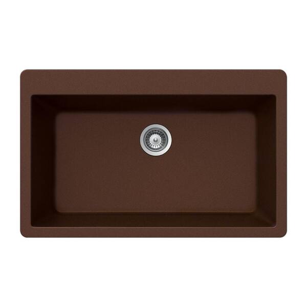 HOUZER Virtus Series Drop-In Granite 33x20.875x9.5 0-hole Single Basin Kitchen Sink in Copper