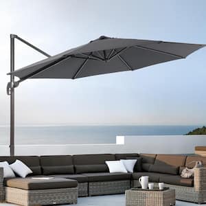 10 ft. Round 360-Degree Rotation Cantilever Offset Outdoor Patio Umbrella in Anthracite