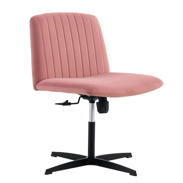Polibi High Grade Velvet High Back No Wheels Swivel Ergonomic Office Chair in Pink with Adjustable Height