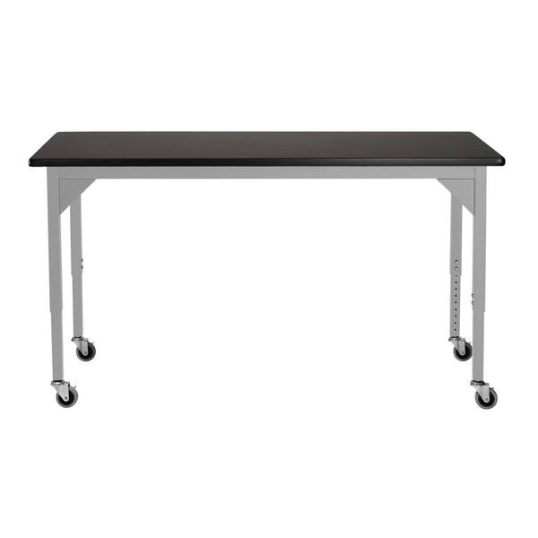 National Public Seating NPS Steel Height Adjustable Heavy Duty Table, 24 X  24 , HPL Top, Grey Frame SLT8-2424H
