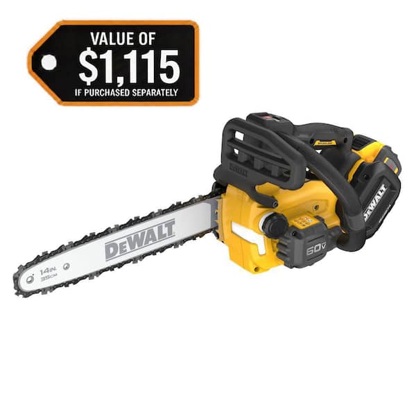 FLEXVOLT 60V MAX 14 in. Cordless Battery Powered Top Handle Chainsaw Kit with (2) FLEXVOLT 3 Ah Batteries & Charger