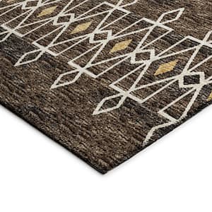 Yuma Brown 5 ft. x 7 ft. 6 in. Geometric Indoor/Outdoor Washable Area Rug