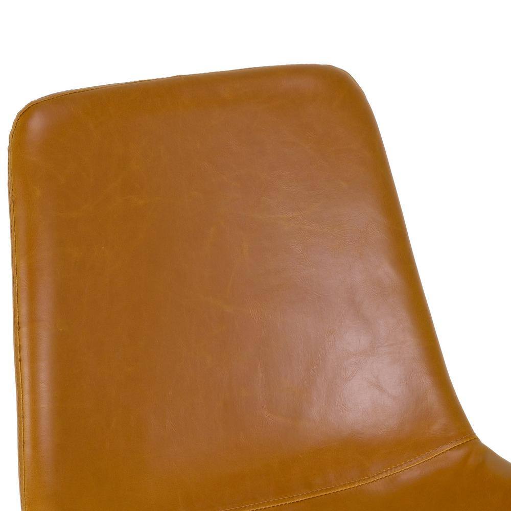 Caramel Brown Faux Leather High Back Side Chair with Black Metal Legs