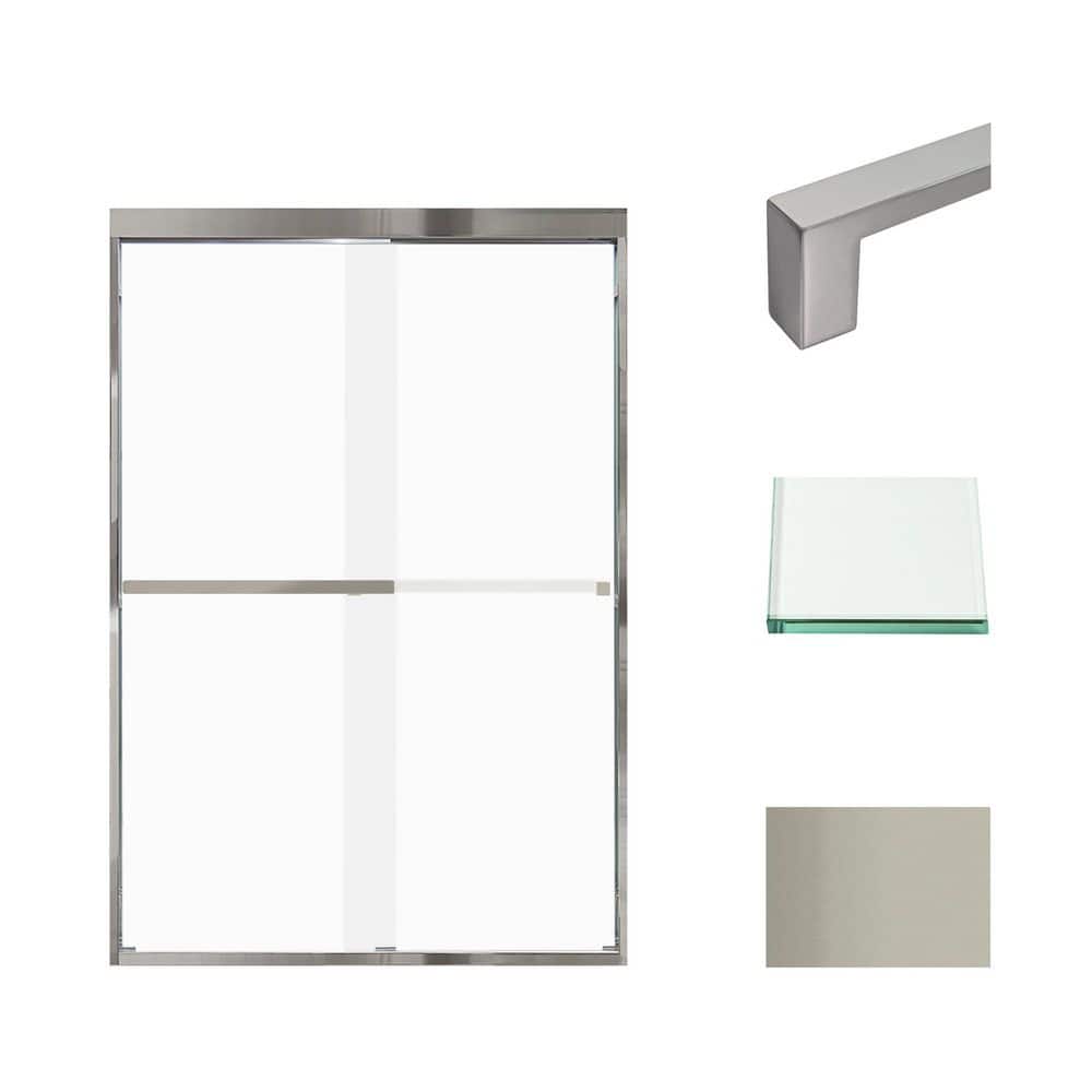 Frederick 47 in. W x 70 in. H Sliding Semi-Frameless Shower Door in Brushed Stainless with Frosted Glass price history on PriceWatchPro