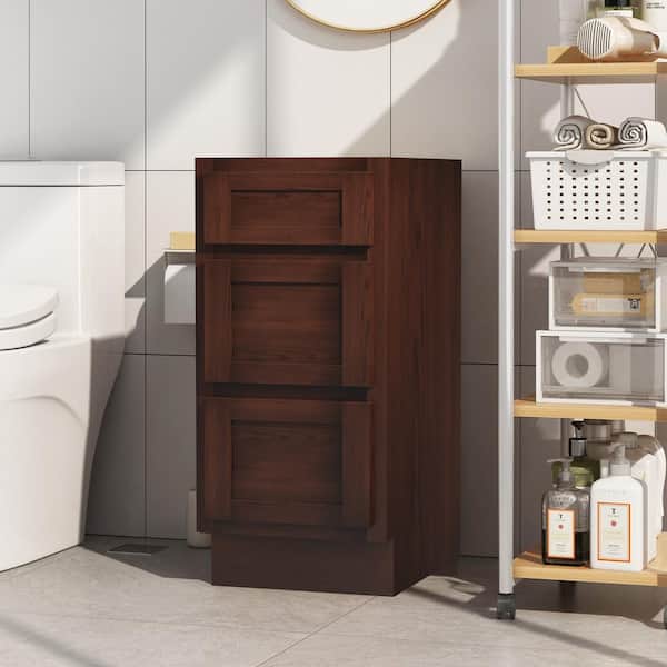 Vanity Art 15 in. W x 21 in. D x 32.5 in. H 3-Drawers Bath Vanity Cabinet Only in Brown