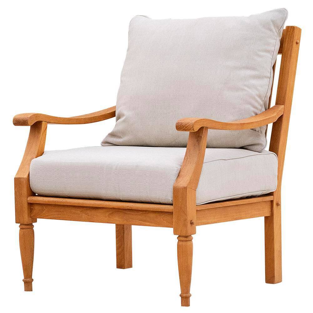 Holdom Teak Wood Outdoor Lounge Chair with Beige Cushion price history on PriceWatchPro