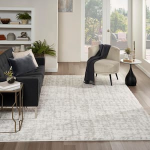 Modern Shag Ivory Grey 8 ft. x 10 ft. Abstract Contemporary Area Rug