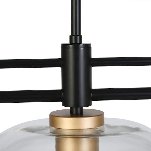 Zevni Modern Industrial 43.3 in. 3-Light Linear Black Pendant