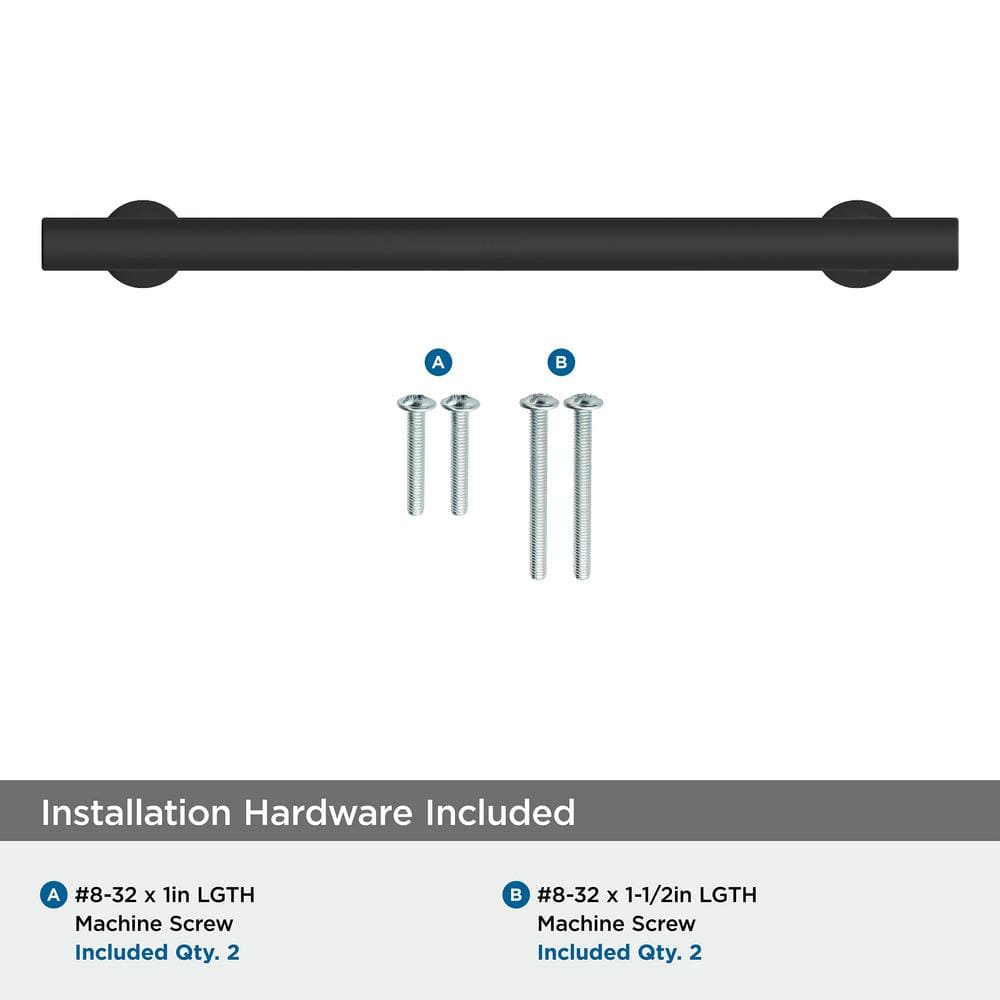 Matte Black 7-9/16 Inch Modern Cabinet Pull with Mounting Hardware