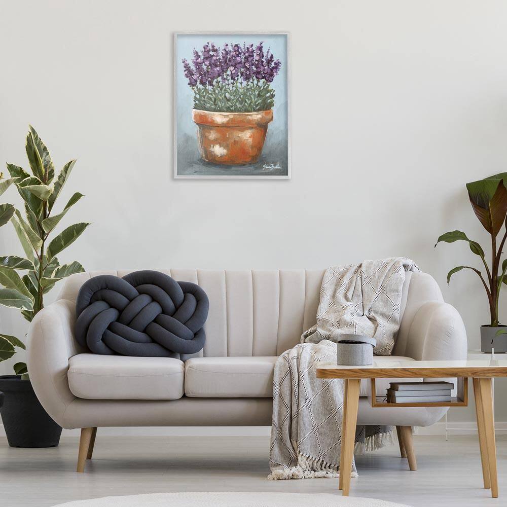 Potted Lavender Herbs by Sara Baker Gray Framed Nature Giclee Art Print 30 in. x 24 in. price history on PriceWatchPro