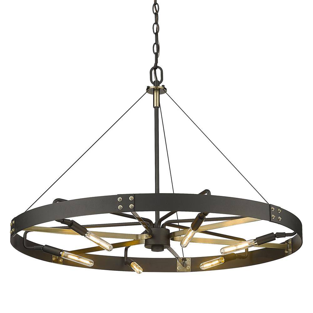 Vaughn Aged Brass and Black 6-Light Chandelier