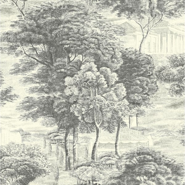 SURFACE STYLE Yorkshire Dales Charcoal Scenic Toile Vinyl Peel and Stick Wallpaper Roll (Covers 30.75 sq. ft.)