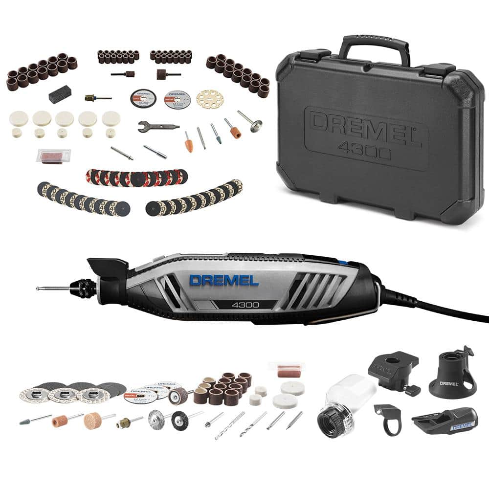 Dremel 4300-9/64 Rotary Tool Kit with Flex Shaft- 9 Attachments & 64  Accessories- Engraver, Router, Sander, and Polisher & 335-01 Rotary Tool  Plunge