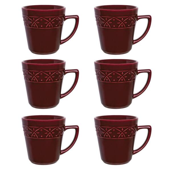 gold and brown stoneware mug14 ounce mug Maroon