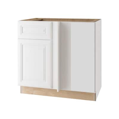 Brookfield Assembled 42x34.5x24 in. Plywood Blind Corner Base Kitchen Cabinet Right Soft Close in Painted Pacific White