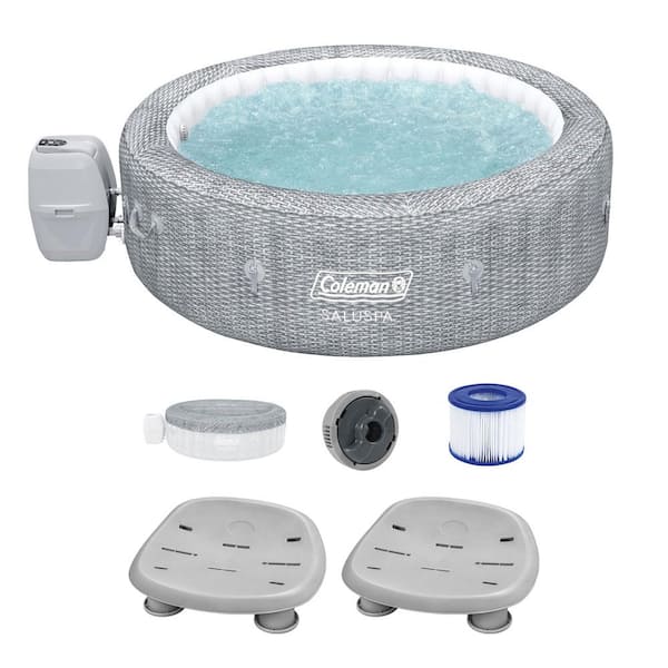 Bestway Sicily 7-Person AirJet Inflatable Round Hot Tub with 2 SaluSpa Seat, Gray