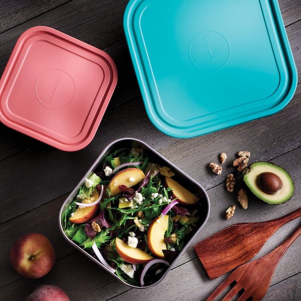 Tupperware Lunch Box Set of 3 Containers With Carry all Handle Multicolor  New
