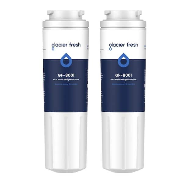 GLACIER FRESH UKF8001 Refrigerator Water Filter Cartridges ，NSF 42 Certified, 2 Packs