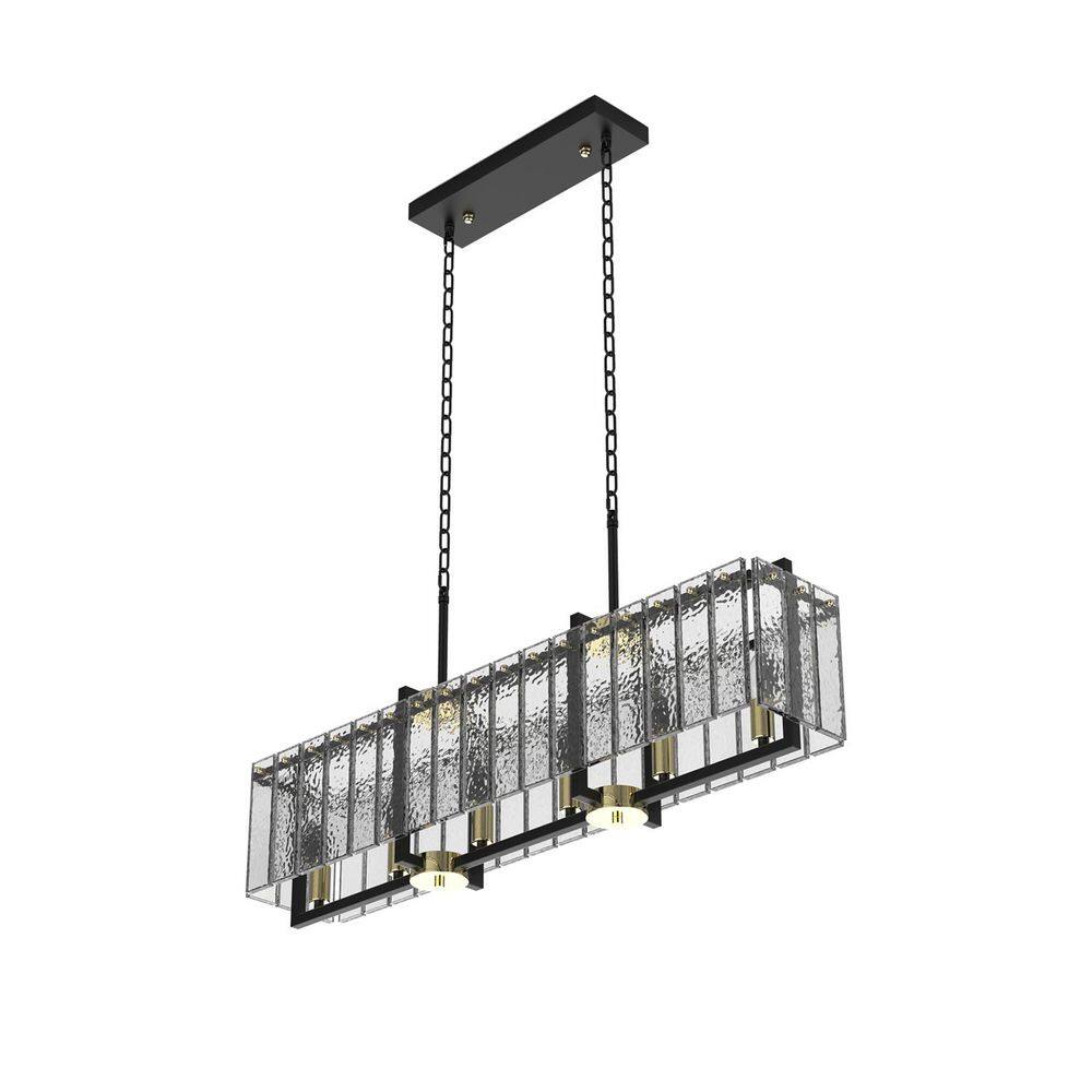 "39"" 6-Light Black/Gold Modern Rectangle Crystal Chandeliers for Dining Room Linear Farmhouse Lighting for Kitchen Island" price history on PriceWatchPro
