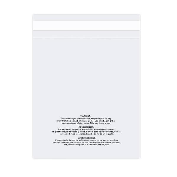 11 x 14 Clear Plastic Poly Bags with Suffocation Warning Resealable Adhesive for Prints Photos Clothing 100 Count