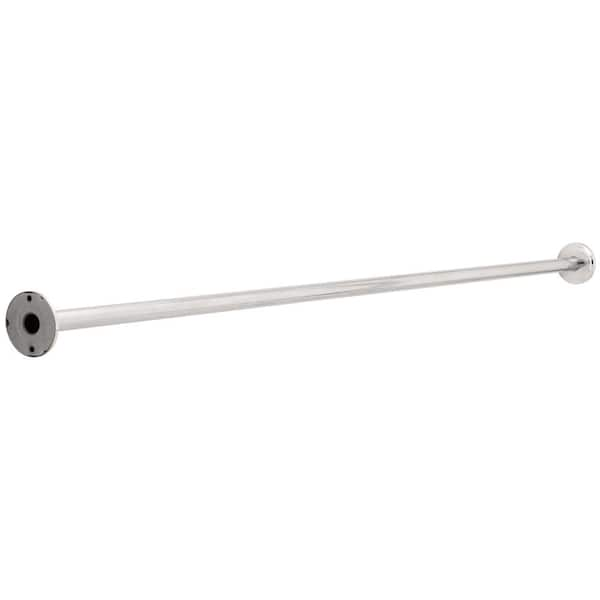 Franklin Brass 60 in. x 1 in. Concealed Screw Beveled-Edge Shower Curtain Rod with Step-Style Flanges in Bright Stainless