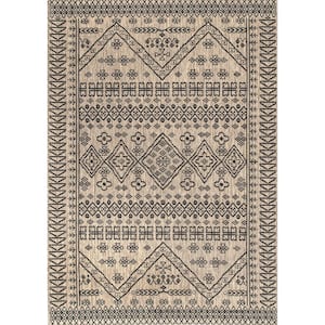 Kandace Tribal Brown 5 ft. x 8 ft. Indoor/Outdoor Area Rug