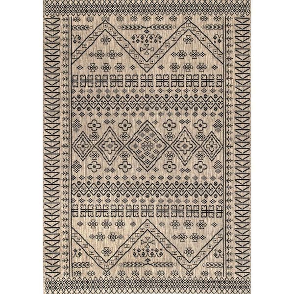 Kandace Tribal Brown 5 ft. x 8 ft. Indoor/Outdoor Area Rug