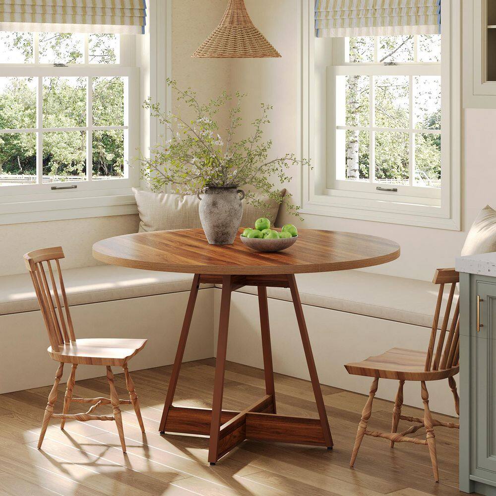 39.4 in. Walnut Wood Round Dining Table for 4, Farmhouse Dining Table with Rein.forced Base for Kitchen, Livin.g Room price history on PriceWatchPro