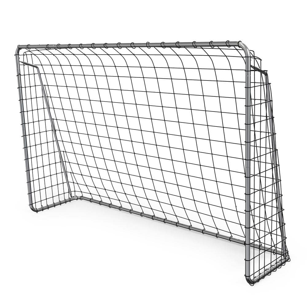 Outdoor 6.55 ft. Football Goal with Field Rope, Galvanized Pipe, Silver in 