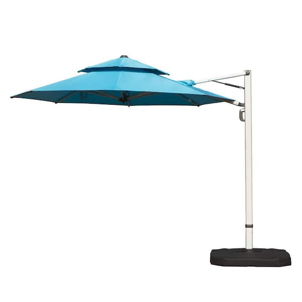 colorful patio umbrellas 10 ft or 11 ft round PURPLE LEAF Durable Outdoor Umbrella Aluminum Cantilever Sun Yard For Pool, Deck Round LED umbrella recommended base Round, Pure Garden Patio Umbrellas