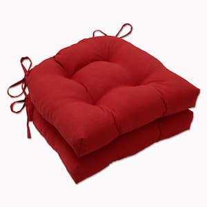 Solid 17.5 in. x 17 in. Outdoor Dining Chair Cushion in Red (Set of 2)
