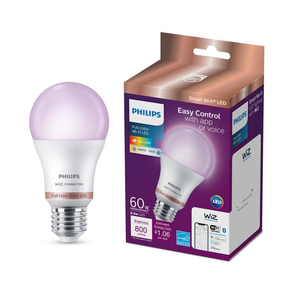 Shop Philips Hue Bridge + Hue 75-Watt EQ A19 Full Color Dimmable Smart LED  Light Bulb Bundle at
