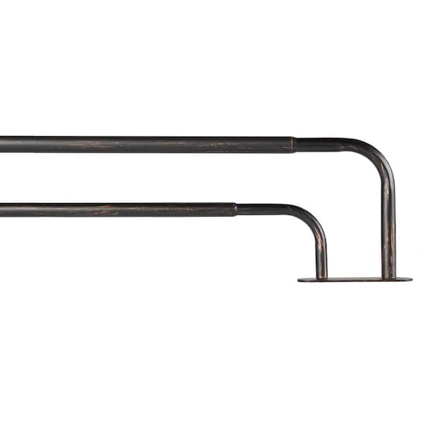 EXCLUSIVE HOME Fetter 52 in. - 72 in. Adjustable Length 1 in. Dia Double Curtain Rod Kit in Oil Rubbed Bronze with Finial