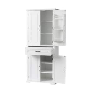 15.70 in. W x 29.9 in. D x 72.2 in. H White MDF Bath Storage Cabinet Linen Cabinet with Doors, Drawer, Adjustable Shelf