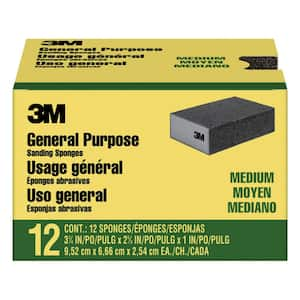 2-7/8 in. x 4-7/8 in x 1 in. Single Angle 60 Grit General Purpose Sanding Sponges, Medium (12 Pack)