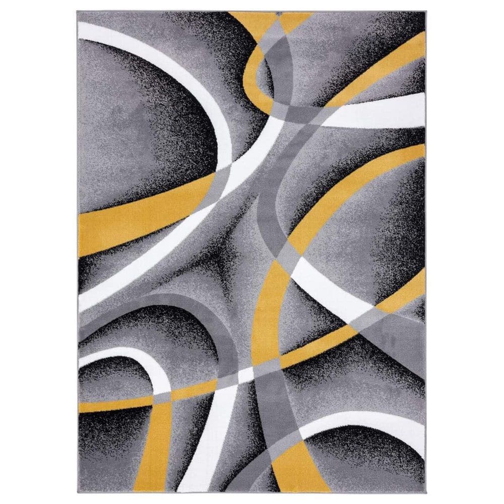 Yellow Polypropylene 6 ft. 5 in. x 9 ft. Geometric Indoor Area Rug