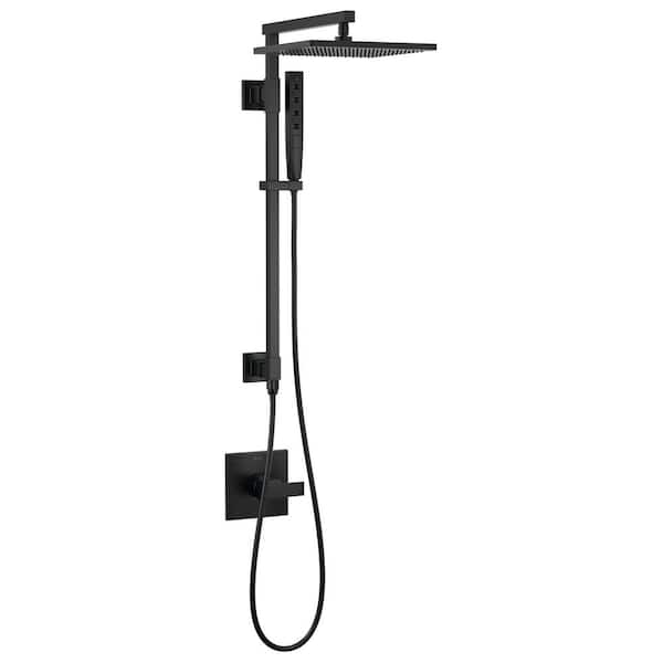 Delta 5-Spray Dual Wall Mount Fixed and Handheld Shower Head 2.5 GPM in Matte Black