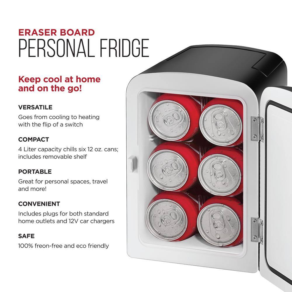 Compact Black Dry Erase Mini Fridge with Heating and Cooling