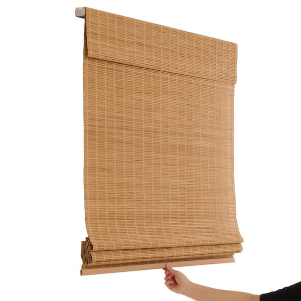 Bayport Maple Light Filtering Cordless Bamboo Roman Shade-37 in. W X 48 in. L